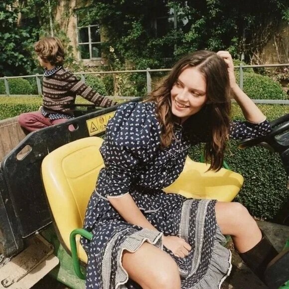 New Doen Rosanna Skirt in Indigo Calico, Size XS - Picture 8 of 15